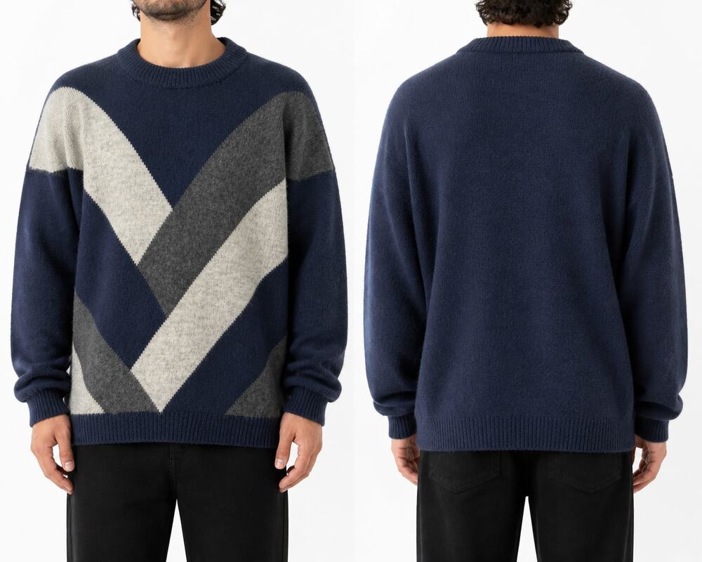 ALPACA Peruvian Products Geometric Color Block Sweater Men's XL Quiet Luxury